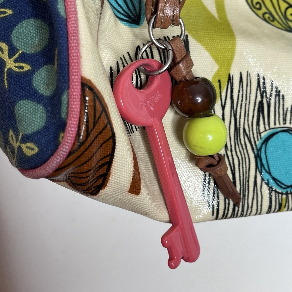 Fossil Keyper Y2K Crossbody Coated Canvas Floral Satchel Bag Colorful Artsy - Picture 3 of 12